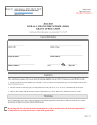 NDE Form 34-009 Rural, Low-Income School (Rlis) Grant Application - Nebraska