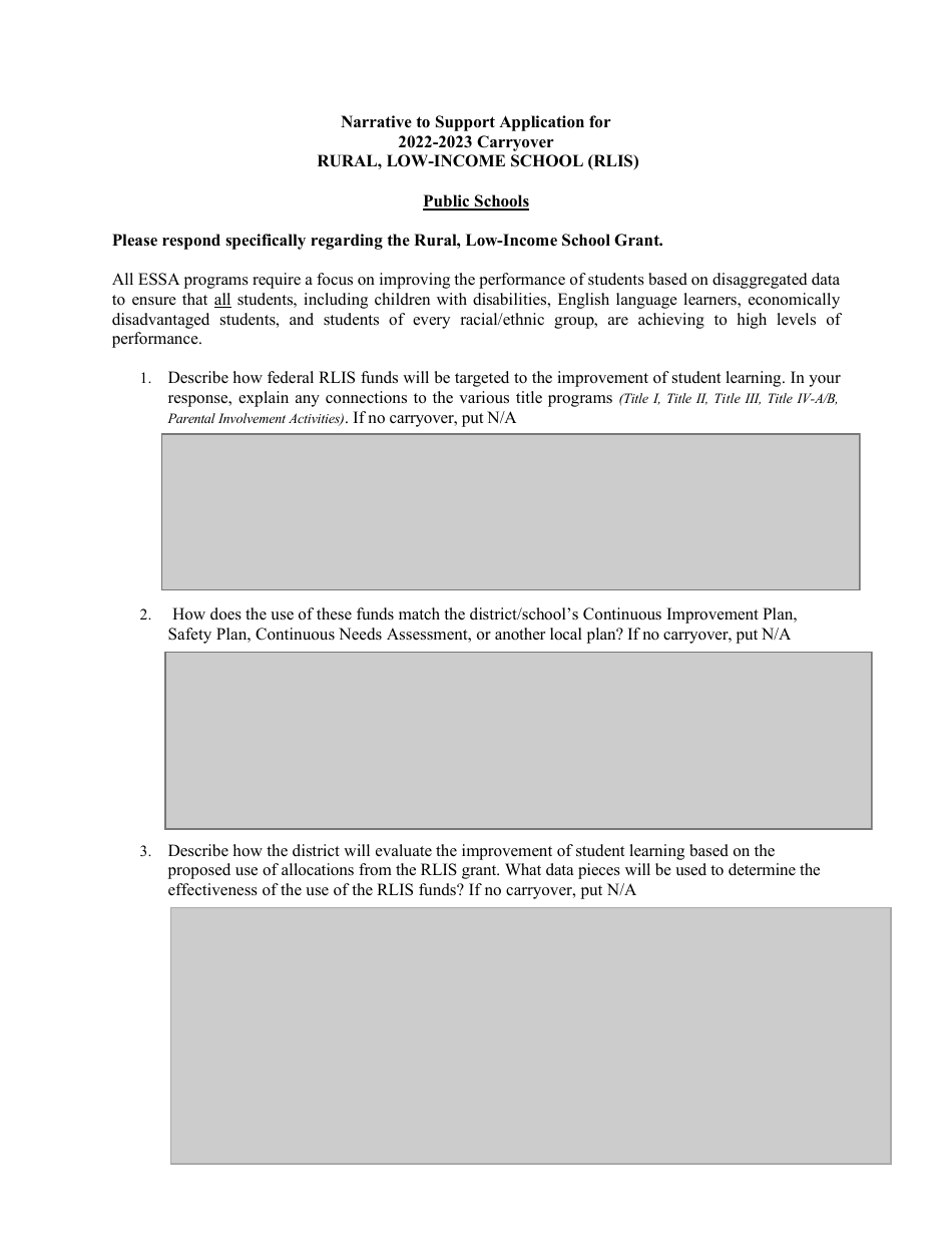 NDE Form 34-009 Rural, Low-Income School (Rlis) Grant Application - Nebraska, Page 3