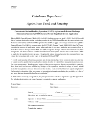 Document preview: Form AEMS145 Concentrated Animal Feeding Operation (Cafo) Agriculture Pollutant Discharge Elimination System (Agpdes) General Permit Expedited Review Application - Oklahoma