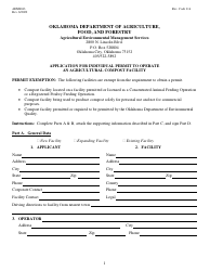 Document preview: Form AEMS043 Application for Individual Permit to Operate an Agricultural Compost Facility - Oklahoma