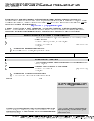 Document preview: Form TR-0405 Certification of Compliance With Americans With Disabilities Act (Ada) - California