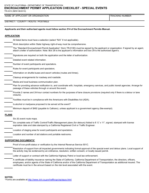 Form TR-0410  Printable Pdf