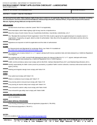 Document preview: Form TR-0412 Encroachment Permit Application Checklist - Landscaping - California