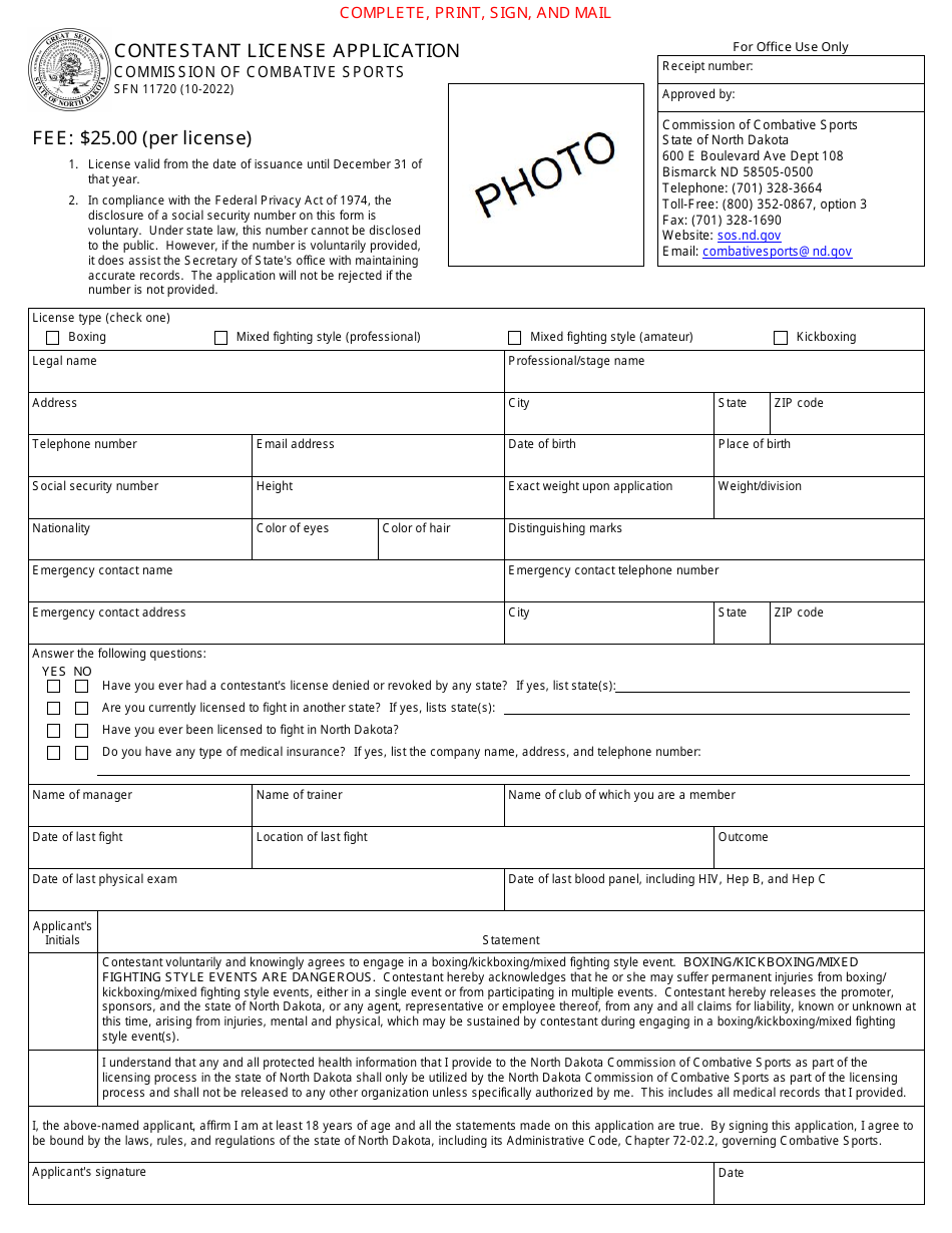 Form Sfn11720 Fill Out Sign Online And Download Fillable Pdf North Dakota Templateroller 8422