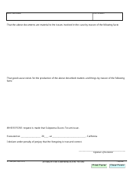 Form SC-1008 Affidavit for Subpoena Duces Tecum - County of Santa Barbara, California, Page 2