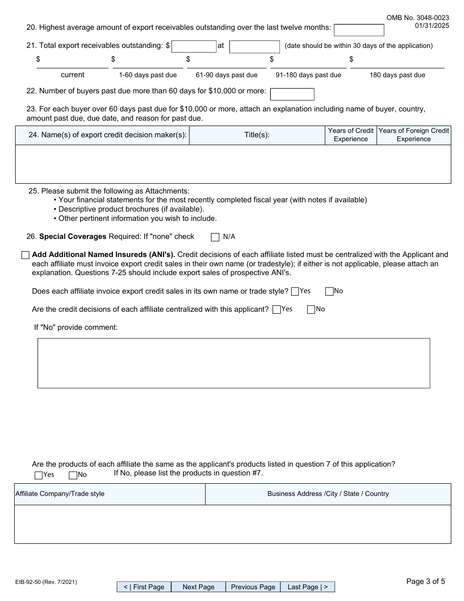 Form EIB-92-50 Application for Short-Term Multi-Buyer, Page 3