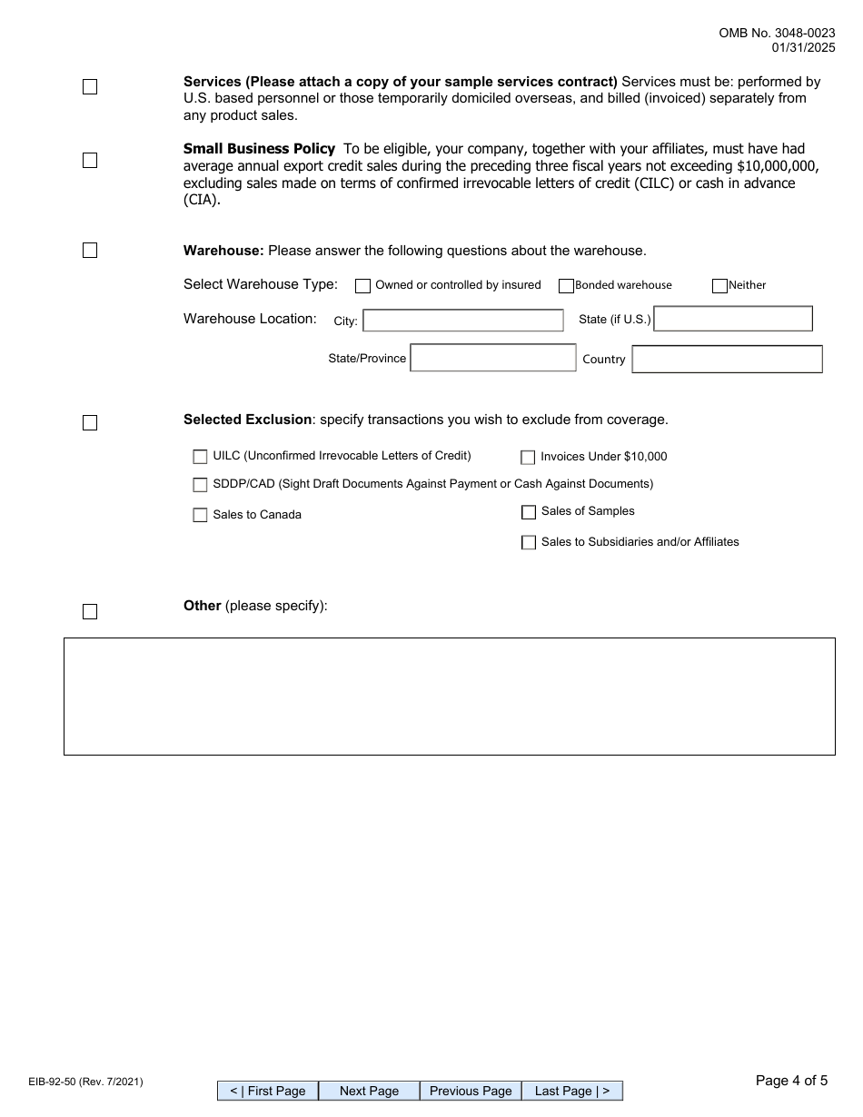 Form EIB-92-50 Application for Short-Term Multi-Buyer, Page 4