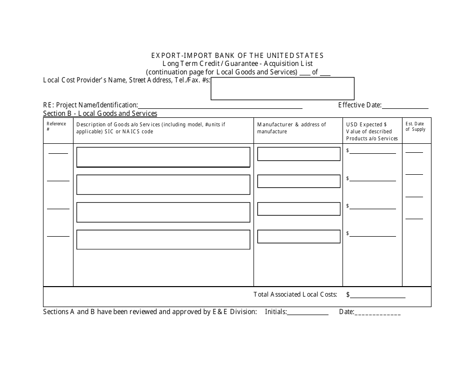 Long Term Credit / Guarantee - Acquisition List, Page 3