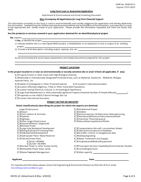 Form EIB95-10 Attachment B  Printable Pdf