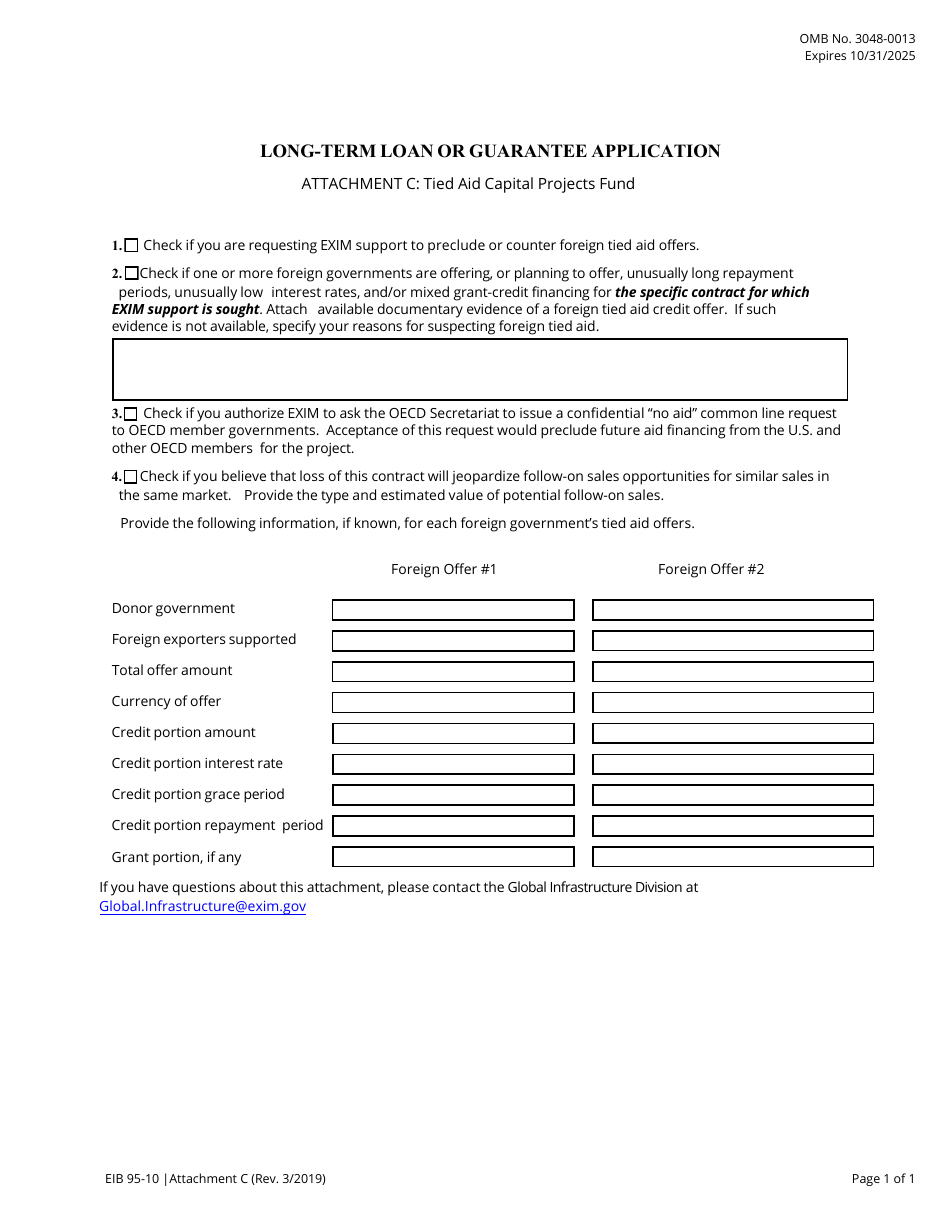 Form EIB95-10 Attachment C Long-Term Loan or Guarantee Application - Tied Aid Capital Projects Fund, Page 1