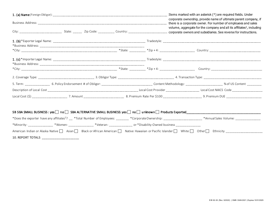 Form EIB92-30 Report of Premiums Payable for Financial Institutions Only, Page 4