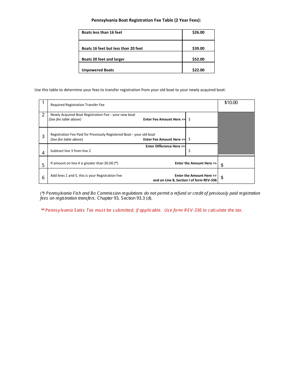 Form PFBC-R4 Application for Transfer of Registration Fee to a Newly Acquired Boat - Pennsylvania, Page 2