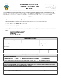 Document preview: Form PFBC-T1 Application for Duplicate or Corrected Certificate of Title by Owner - Pennsylvania