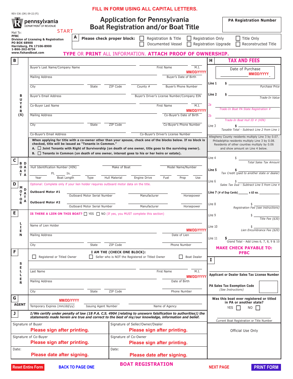 Form REV336 Download Fillable PDF or Fill Online Application for