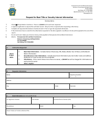 Document preview: Form PFBC-T9 Request for Boat Title or Security Interest Information - Pennsylvania