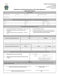 Document preview: Form PFBC-T8 Notification of Assignment/Correction of Title and/or Registration Upon Death of Owner - Pennsylvania