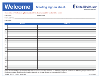 Document preview: Meeting Sign-In Sheet - Untedhealthcare