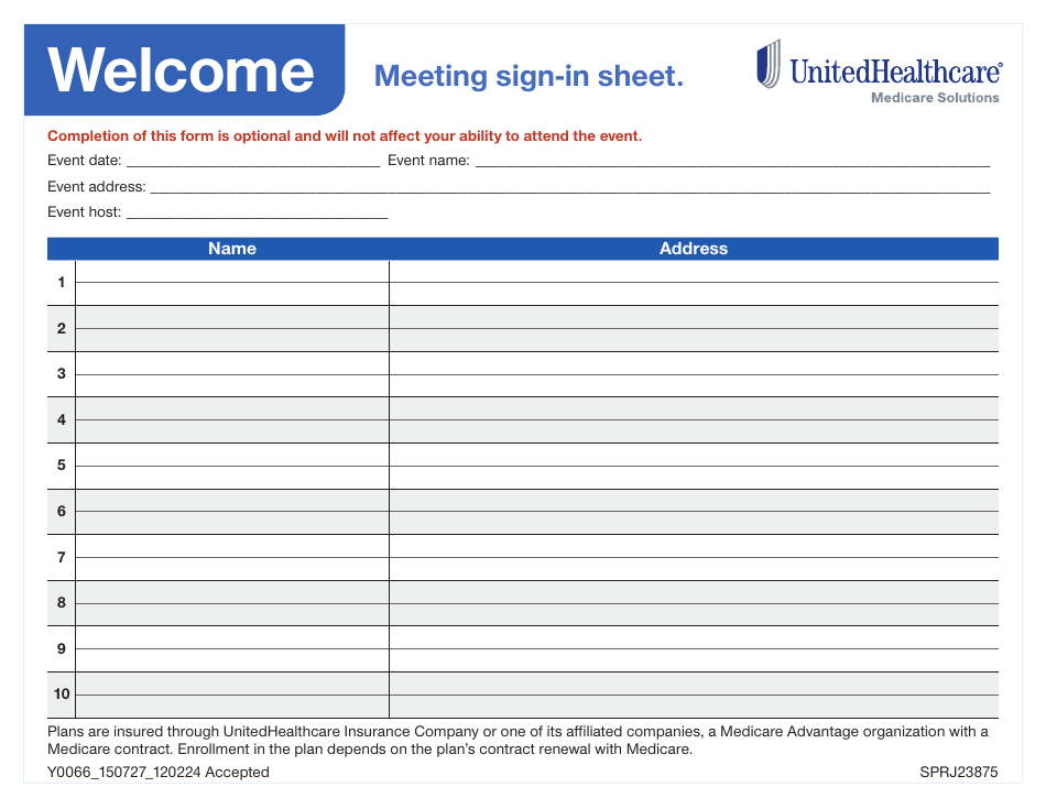 Meeting Sign-In Sheet - Unitedhealthcare