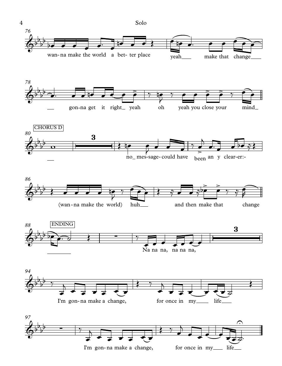 Michael Jackson Man in the Mirror Solo Sheet Music ('joyful Noise