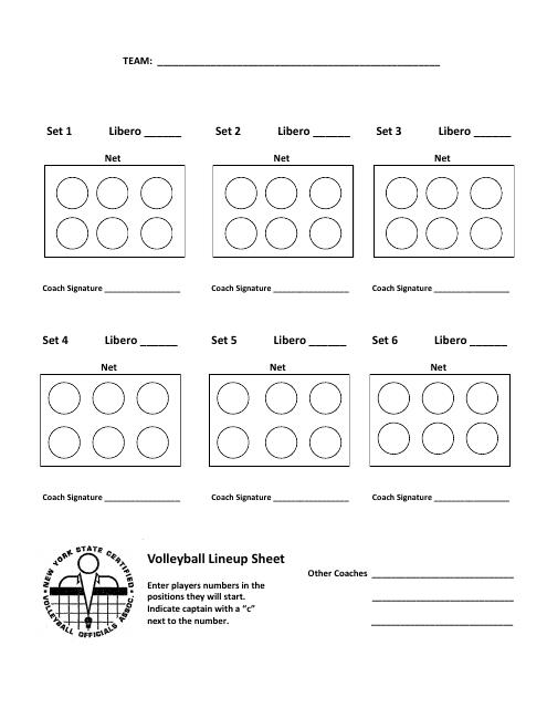 Volleyball Lineup Sheet Template - Volleyball Officials Association - New York