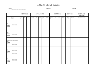 Document preview: Volleyball Statistics Template - Arizona Community College Athletic Conference - Arizona