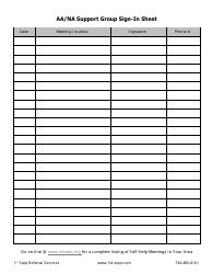 &quot;Aa/Na Support Group Sign-In Sheet Template&quot;