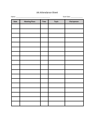 Alcoholics Anonymous (Aa) Attendance Sheet Template Download Printable ...