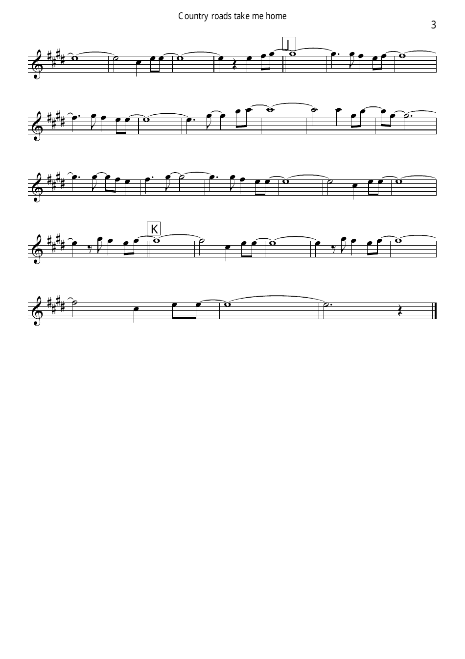 Jon Denver and Taffy Nivert - Country Roads Take Me Home Alto Sax Sheet Music, Page 3
