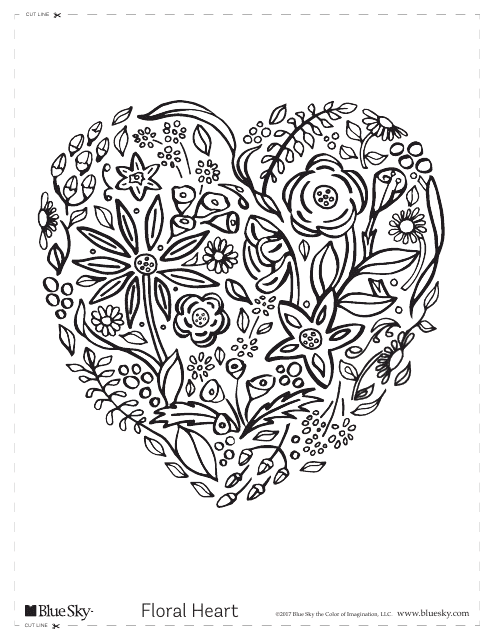 Floral Heart Coloring Sheet