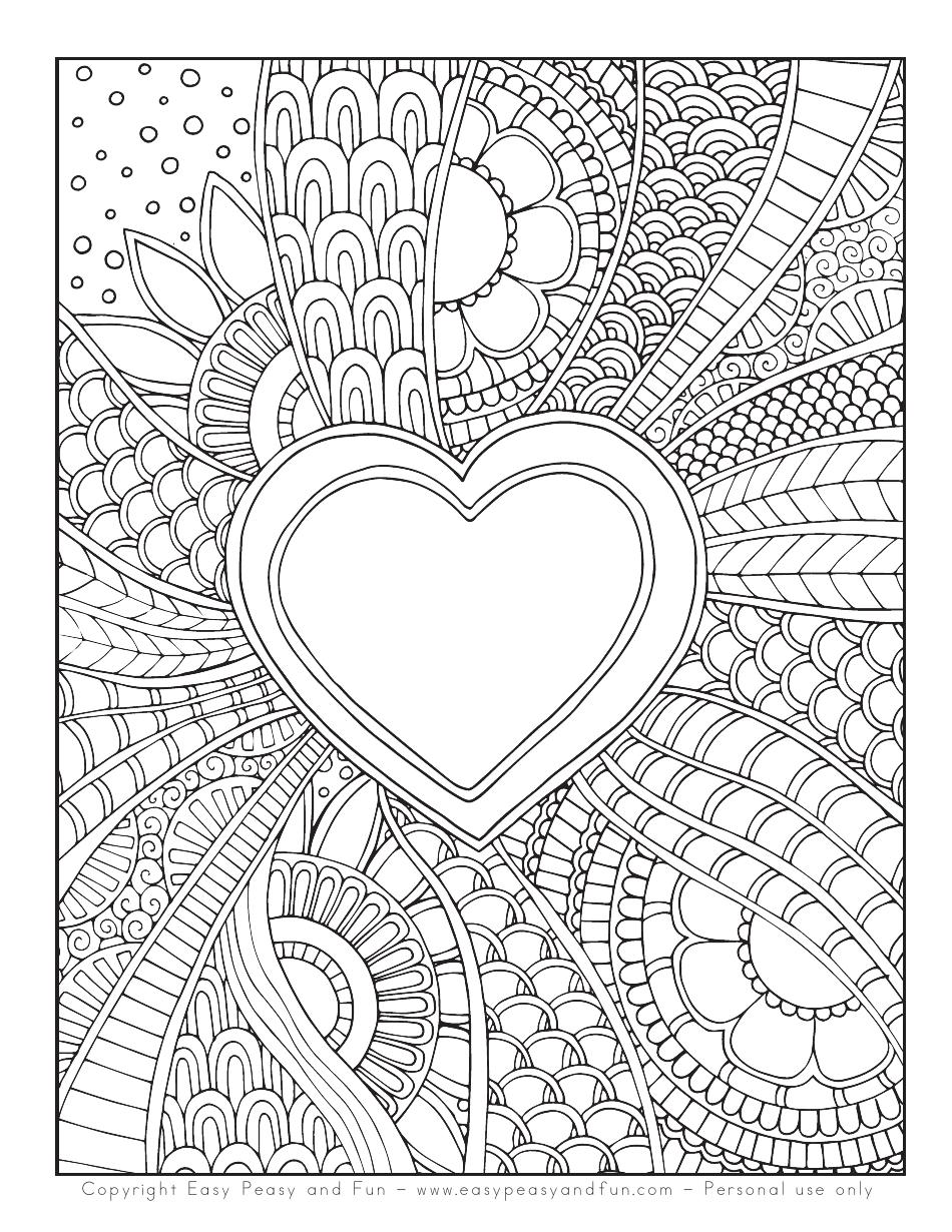 Doodle Heart Coloring Sheet - Free Printable PDF