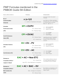 Document preview: Pmp Formulas Cheat Sheet - Pmbok Guide 5th Edition, Edward Chung