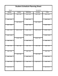 &quot;Student Schedule Planning Sheet Template&quot;