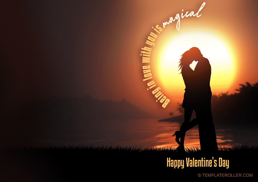 Valentine's Day Card Template - Sunset Download Pdf