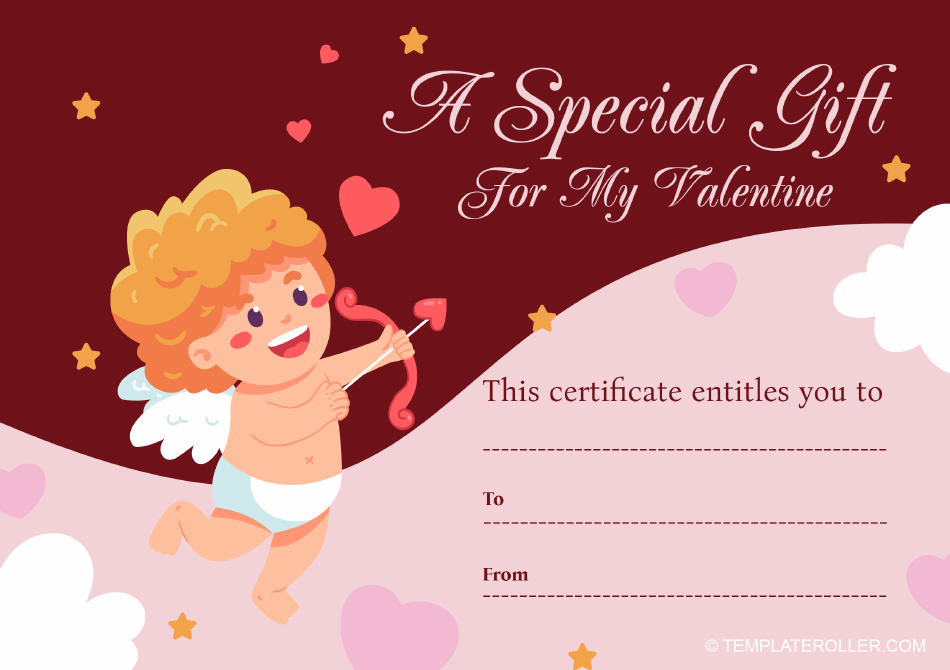 Valentine's Day Gift Certificate Template - Angel, Page 1