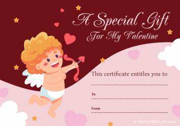 Document preview: Valentine's Day Gift Certificate Template - Angel