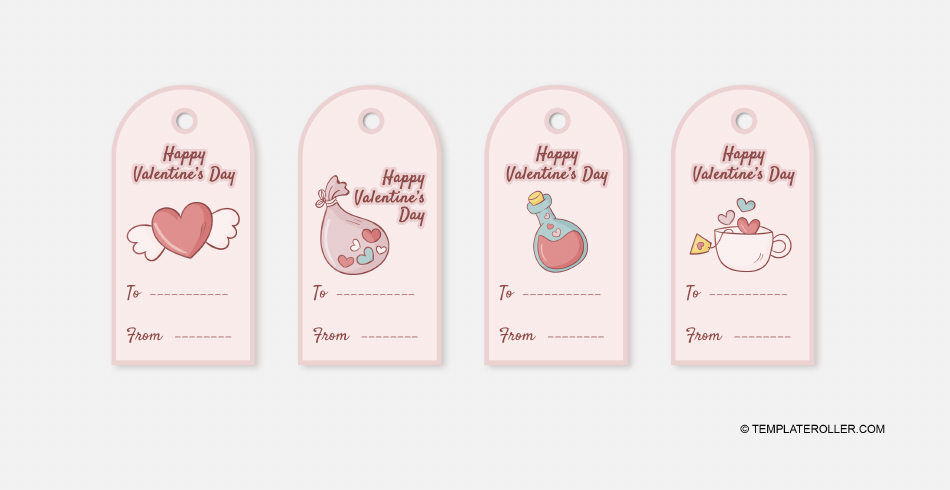 Valentine's Day Gift Tag Template in Beige Color Preview