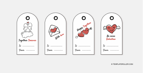 Document preview: Valentine's Day Gift Tag Template - White
