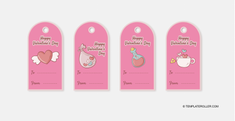 Document preview: Valentine's Day Gift Tag Template - Pink