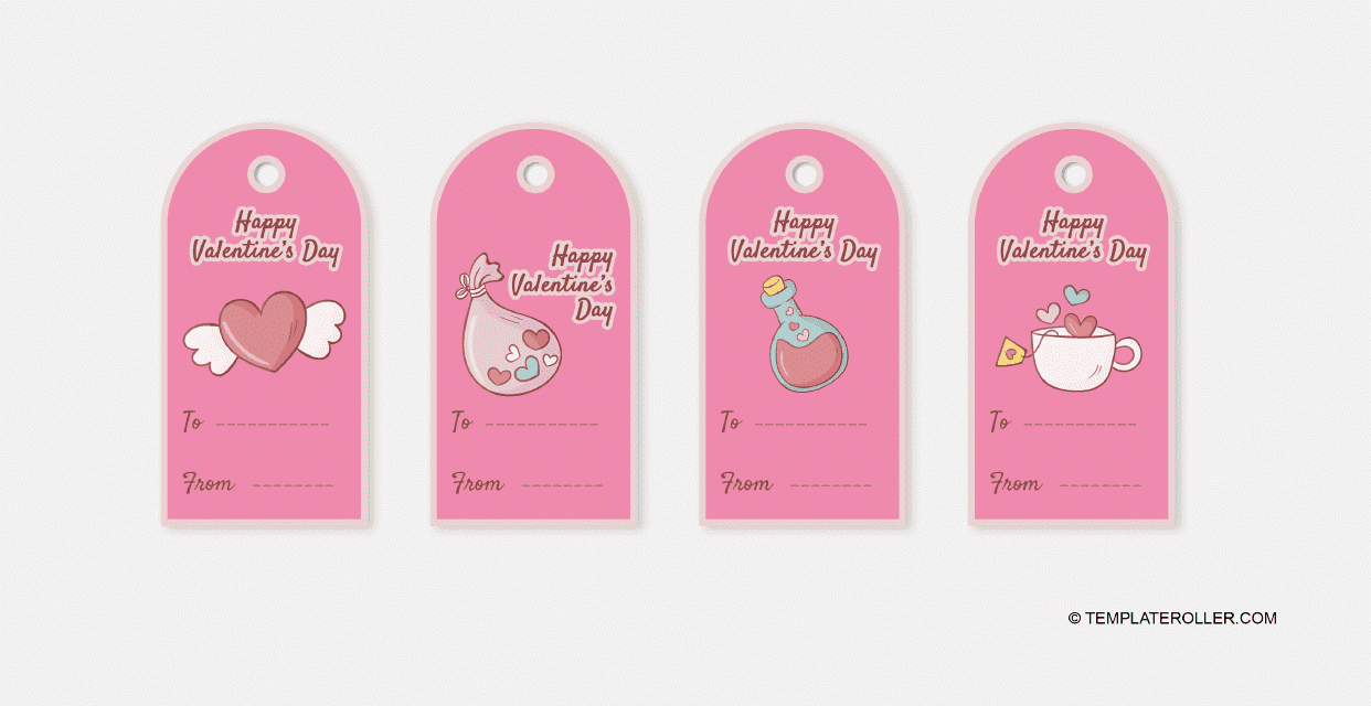 Valentine's Day Gift Tag Template - Pink
