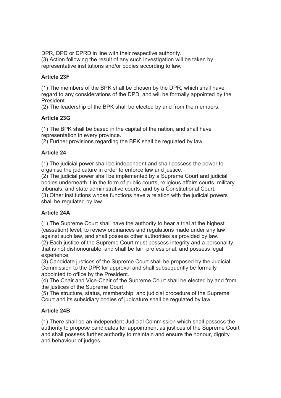 The 1945 Constitution of the Republic of Indonesia - Unofficial Translation, Page 11