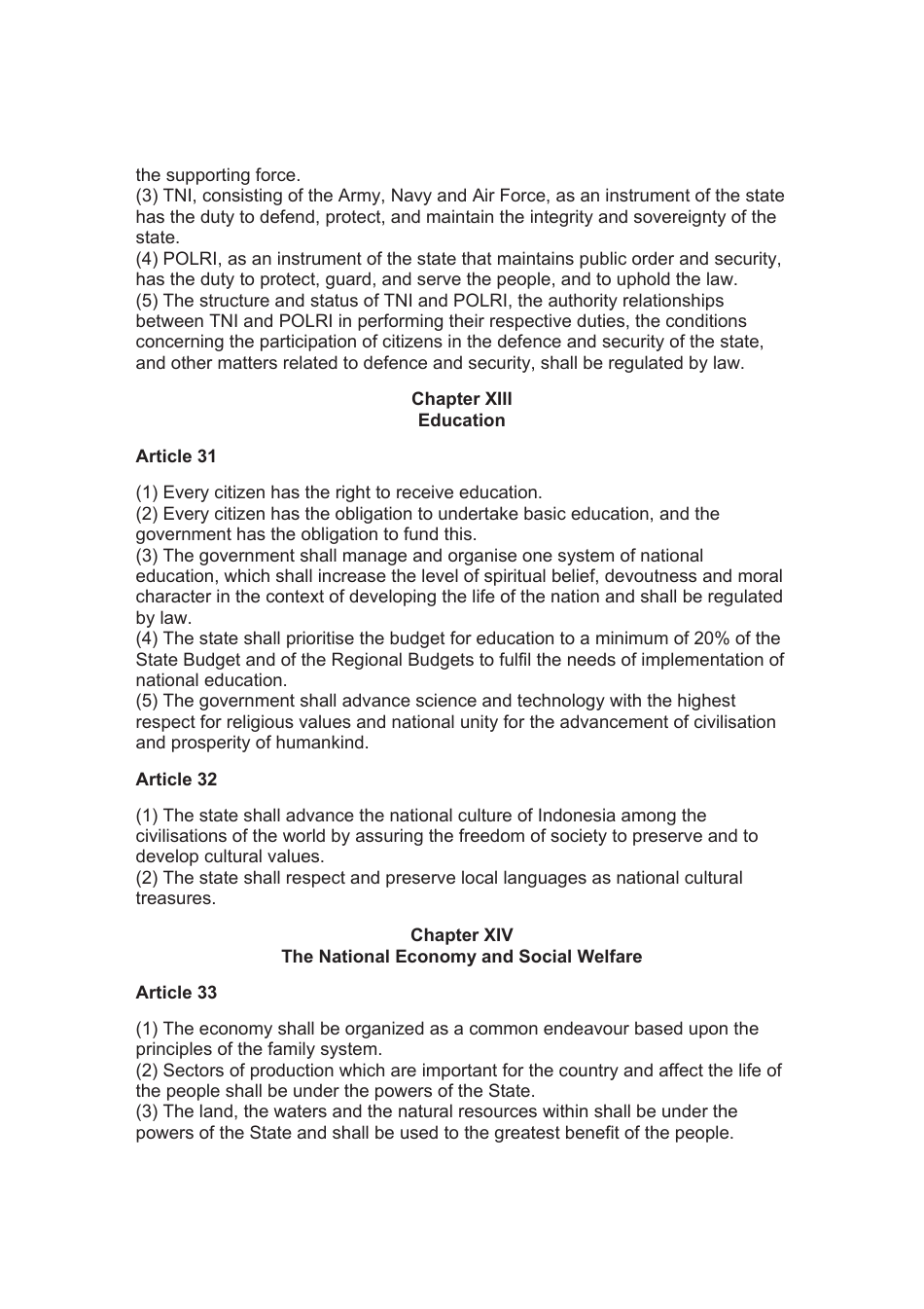 The 1945 Constitution of the Republic of Indonesia - Unofficial Translation, Page 16