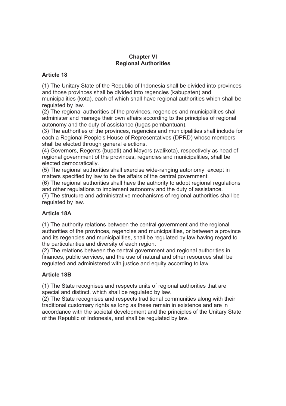 The 1945 Constitution of the Republic of Indonesia - Unofficial Translation, Page 7