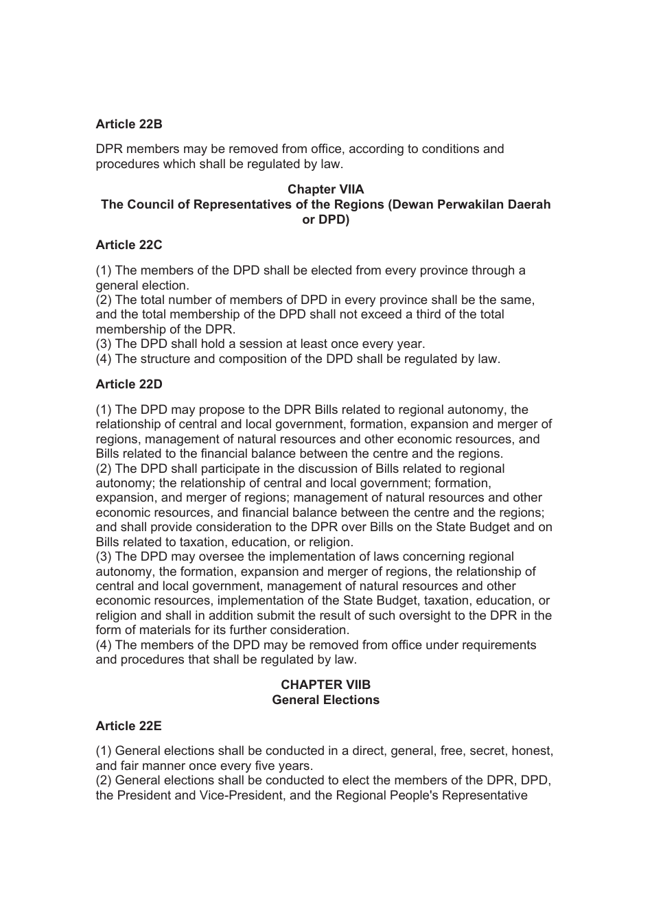 The 1945 Constitution of the Republic of Indonesia - Unofficial Translation, Page 9