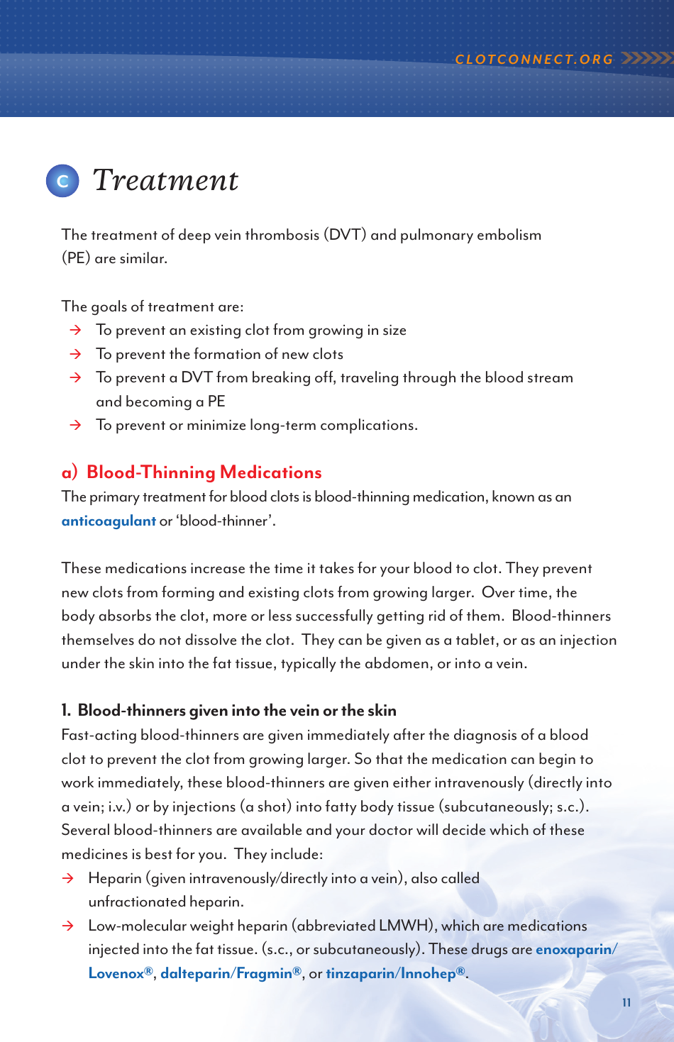 Deep Vein Thrombosis and Pulmonary Embolism - Information for Newly Diagnosed Patients - North Carolina, Page 11