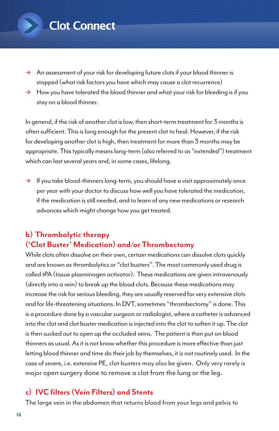 Deep Vein Thrombosis and Pulmonary Embolism - Information for Newly Diagnosed Patients - North Carolina, Page 16