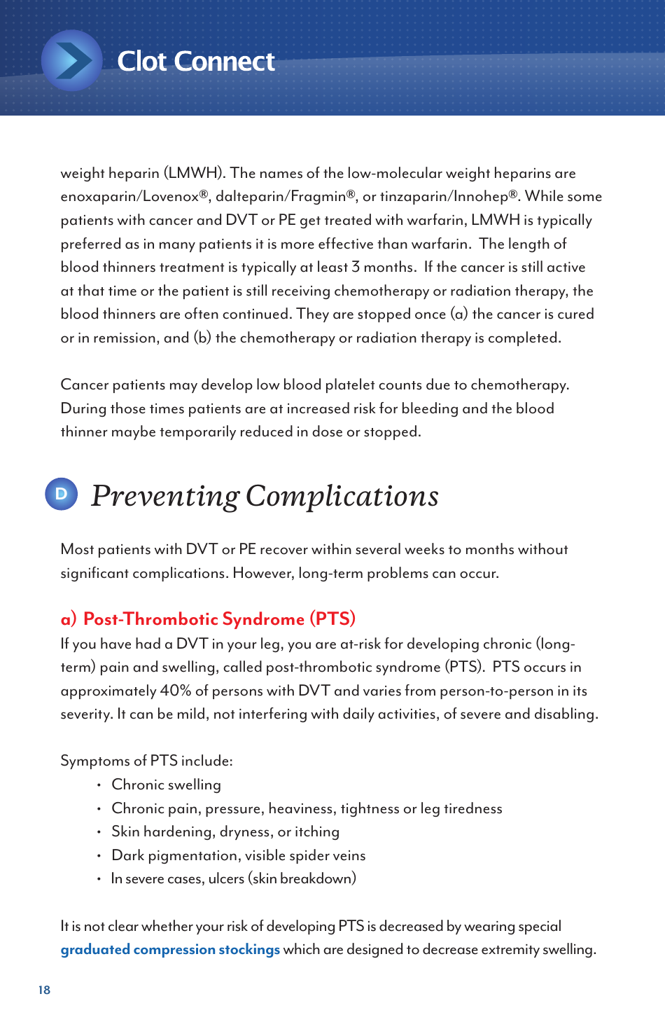 Deep Vein Thrombosis and Pulmonary Embolism - Information for Newly Diagnosed Patients - North Carolina, Page 18