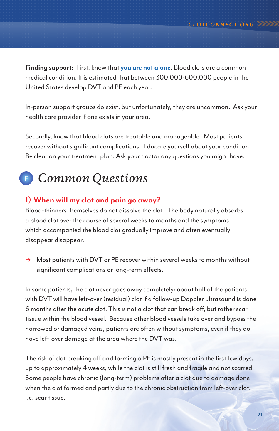 Deep Vein Thrombosis and Pulmonary Embolism - Information for Newly Diagnosed Patients - North Carolina, Page 21