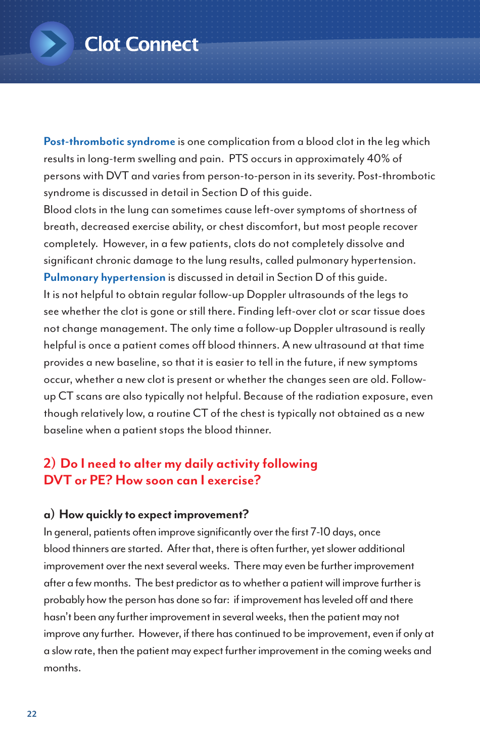 Deep Vein Thrombosis and Pulmonary Embolism - Information for Newly Diagnosed Patients - North Carolina, Page 22