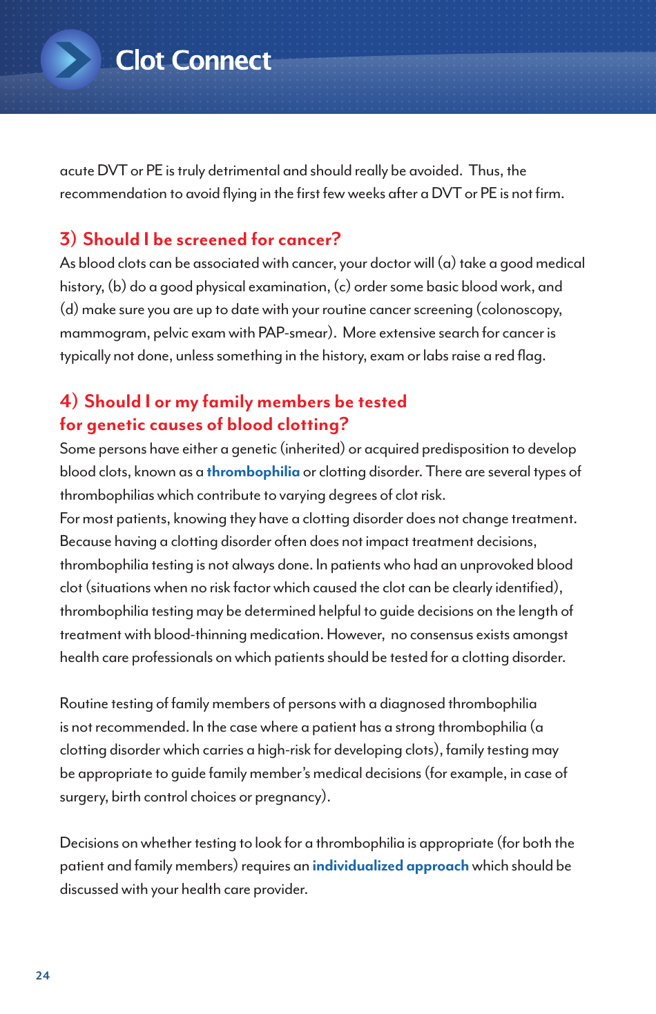 Deep Vein Thrombosis and Pulmonary Embolism - Information for Newly Diagnosed Patients - North Carolina, Page 24