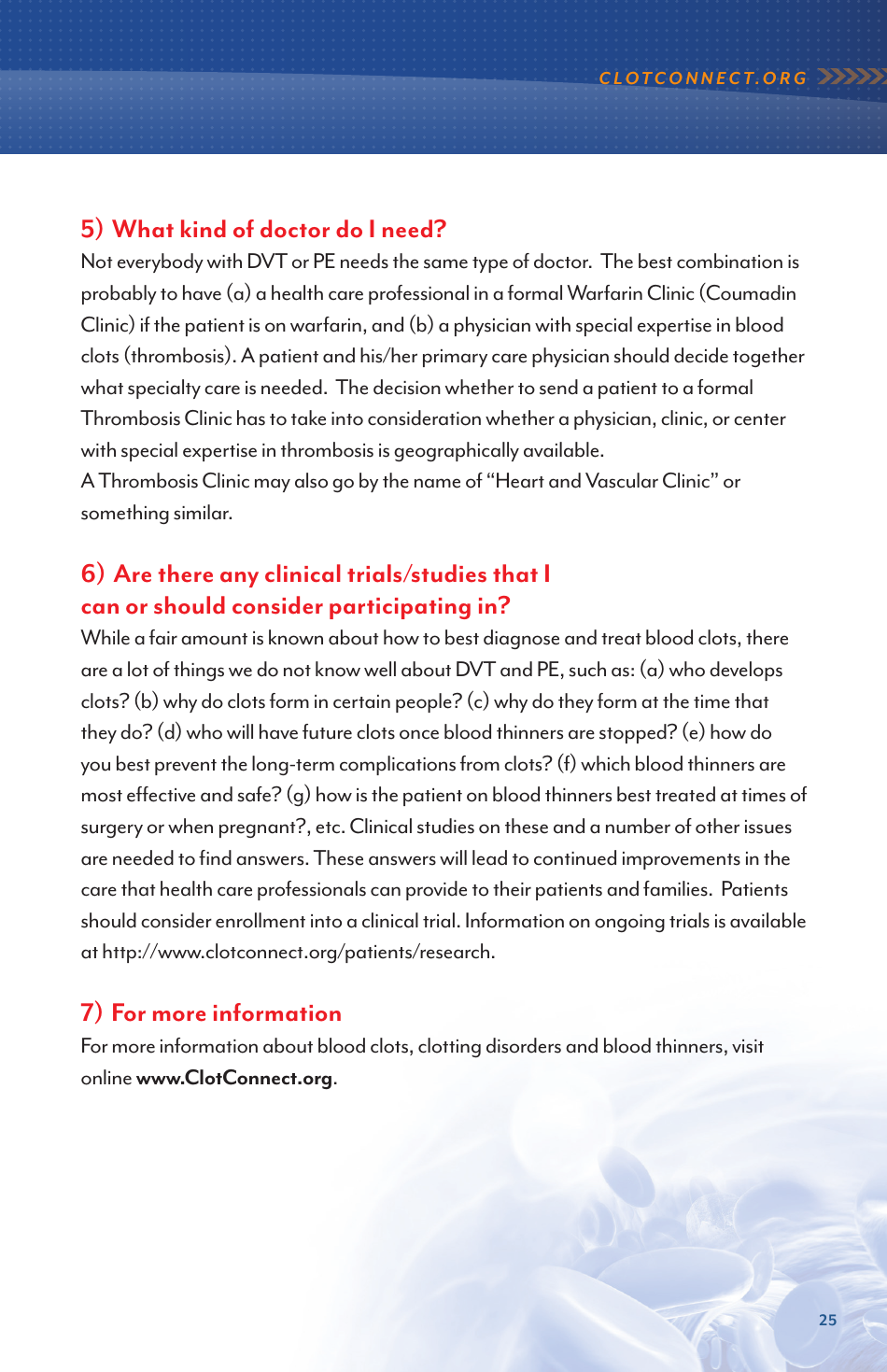 Deep Vein Thrombosis and Pulmonary Embolism - Information for Newly Diagnosed Patients - North Carolina, Page 25